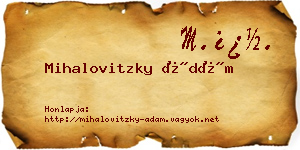 Mihalovitzky Ádám névjegykártya